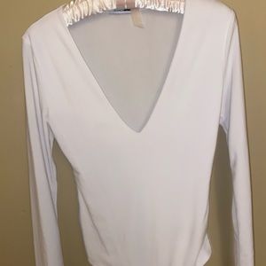 White V-Neck Bodysuit